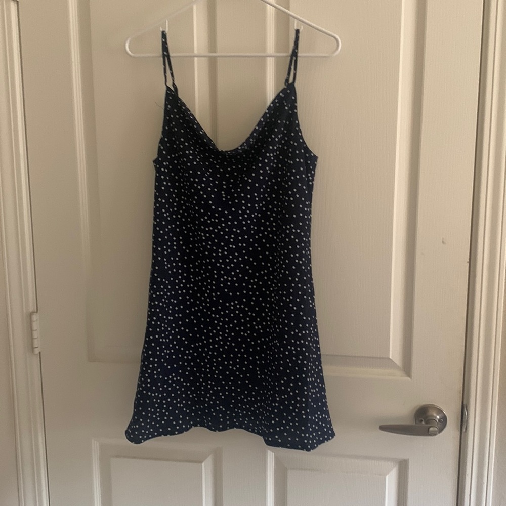 Mini Princess Polly Navy blue polka dot dress